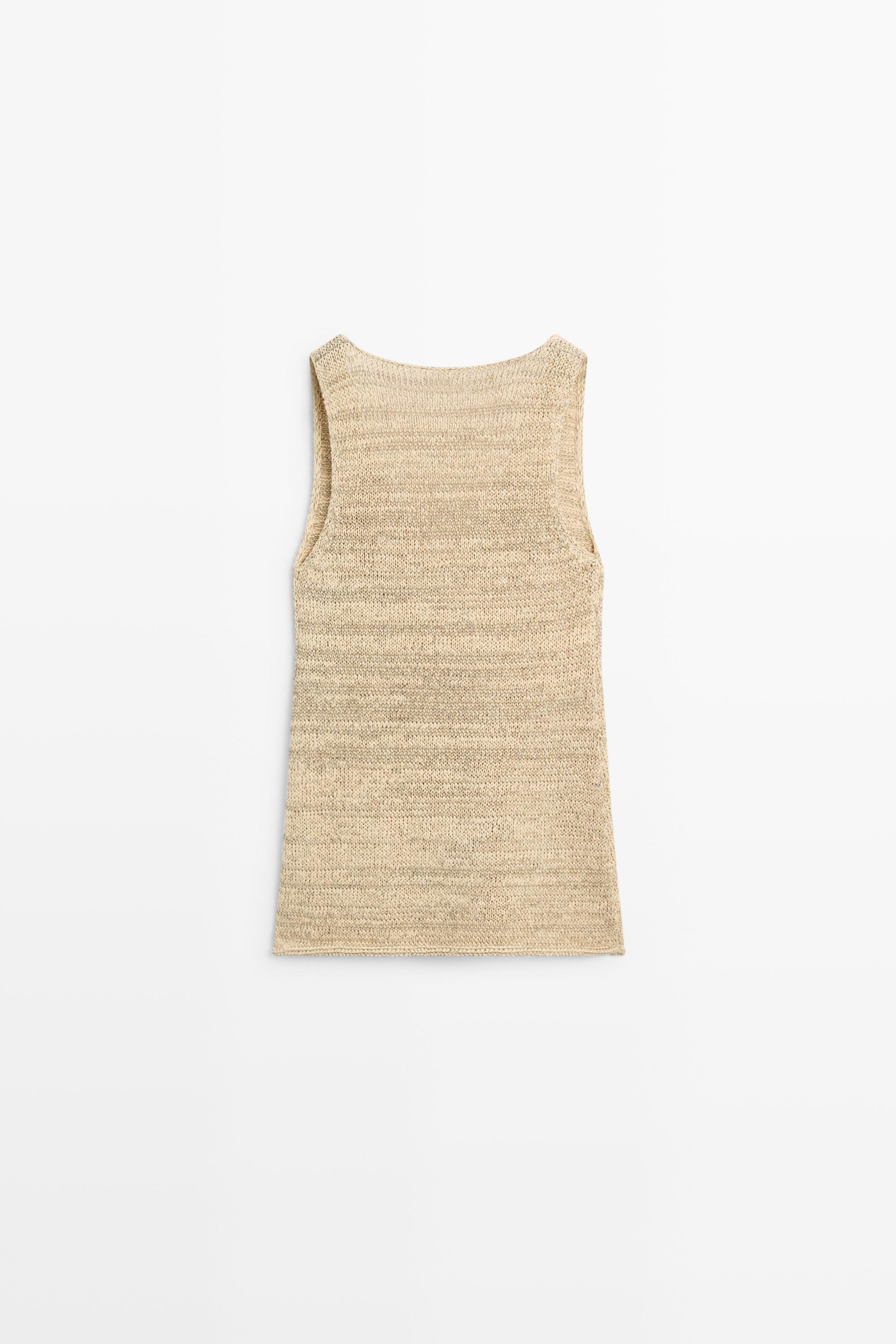 Melange cotton blend knit top